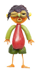 Funny vegetable boy with closed eye