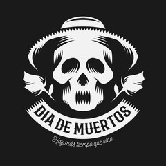 Mexican day of the dead monochrome illustration.
