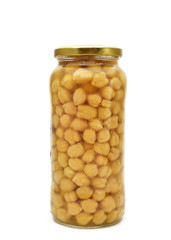 cooked chickpeas in a glass jar
