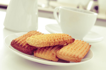 homemade biscuits and coffee or tea on the kitchen table