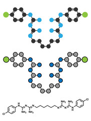 Chlorhexidine antiseptic molecule.