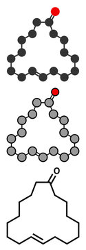 Civetone civet cat pheromone molecule. Used in perfume. 