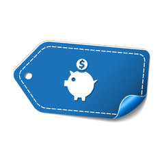 Piggy Bank Blue Vector Icon Design