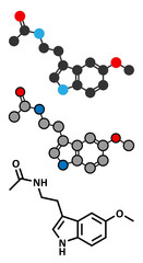 Melatonin hormone molecule. 
