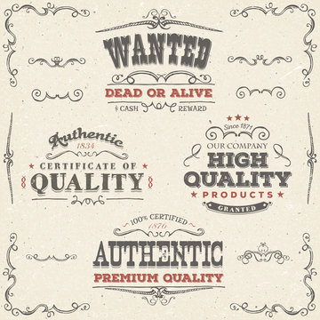 Hand Drawn Vintage Quality Banners And Labels