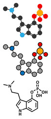 Psilocybin psychedelic mushroom molecule. Prodrug of psilocin. 
