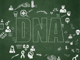 Medicine concept: DNA on School Board background