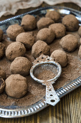 chocolate truffles with chickpeas dried fruits and nuts, honey, orange  