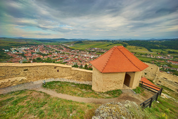 Aerial View from Rupea Medieval Fortress in Transylvania.