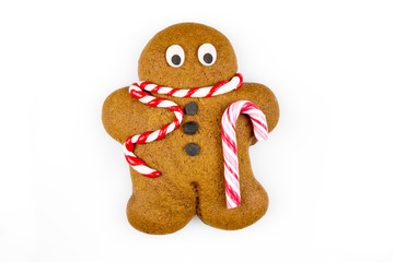 Lebkuchenmann vor weißem Hintergrund