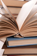 Heap of books close up