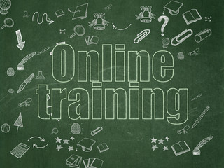 Fototapeta na wymiar Studying concept: Online Training on School Board background