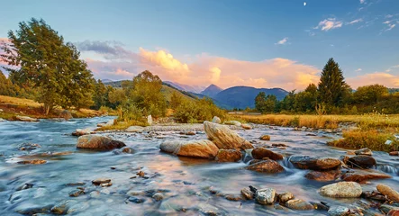 Foto auf Acrylglas Fluss Mountain River Sunset
