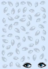 Illustration. Eyes on a blue background