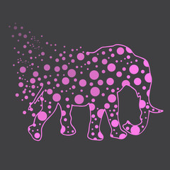 Illustration. An elephant with polka dots. Sketch.