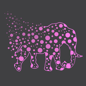 recommend clip art: Illustration. An elephant with polka dots. Sketch.