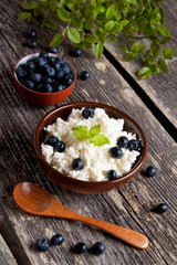 cottage cheese with blueberry  and mint  for breakfast