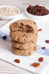 homemade oatmeal cookies with raisins