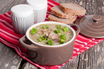 Mushroom cream soup in a bowl