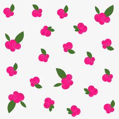 Pink cranberries seamless pattern, pink cranberry, editable vector illustration EPS 10 isolated on white