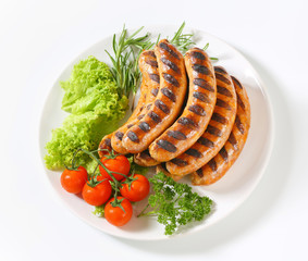 Grilled bratwursts