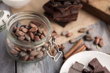ingredients for the cake of cocoa