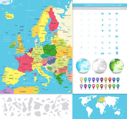 Europe detailed political map