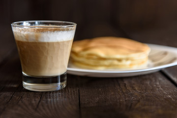 pancakes with  cappuccino