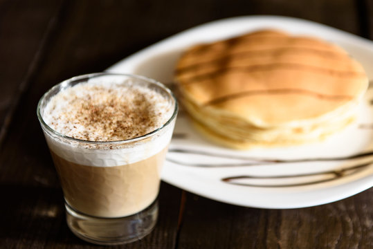 pancakes with  cappuccino