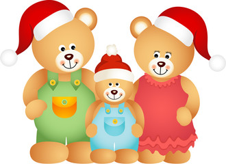 Christmas Teddy Bear Family