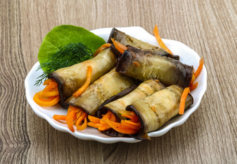 Eggplant rolls with carrot