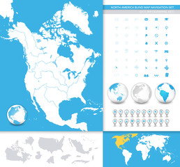 North America blind map navigation set