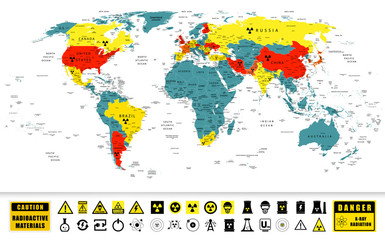 Nuclear power countries on a World map