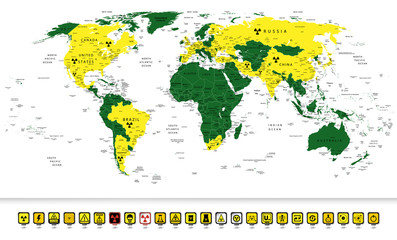 Nuclear power countries on a World map 2