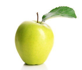 Ripe green apple isolated on white