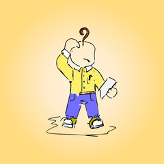 Illustration student with a task, hand-drawing