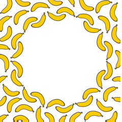 Background pattern of sketch bananas for design. Fruit frame
