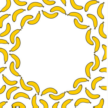 Background pattern of sketch bananas for design. Fruit frame
