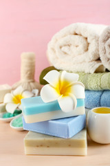 Spa treatments on colorful background