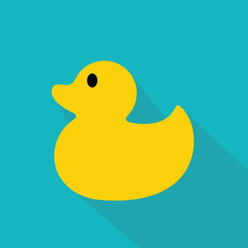 flat yellow duckling icon with long shadow
