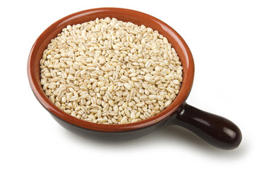 Group of Pearl barley close up on the white
