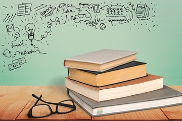Book and Glasses.