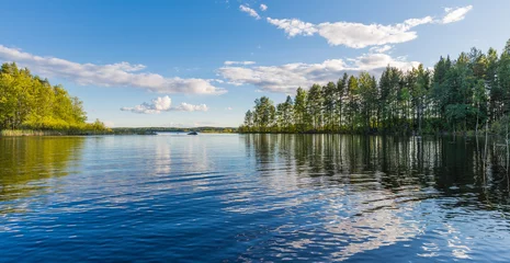  Landscape lake with reflection, clouds. © a_mikhail
