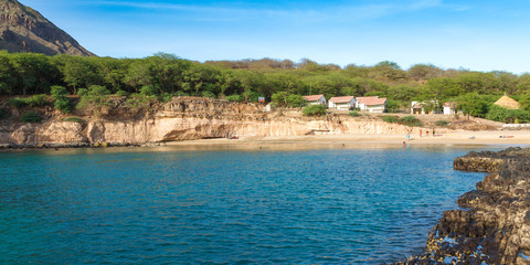 Panoramic view of Tarrafal beach in Santiago island in Cape Verd