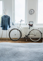 Modern bicycle and denim shirt