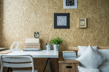Wooden wall in designed room