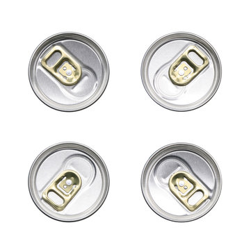 Aluminum Can With Gold Pull Ring Top View Set