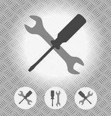 Wrench and screwdriver. Vector elements