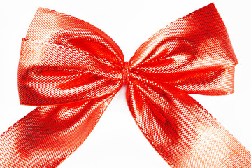red bow ribbon isolated on white