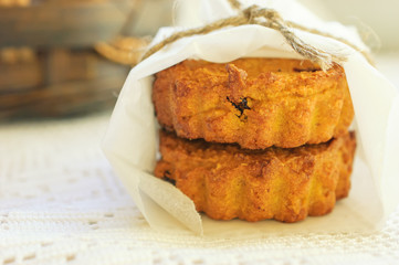 Sweet pumpkin cakes with raisin